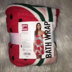 NWT WATERMELON ADJUSTABLE BATH WRAP TOWEL